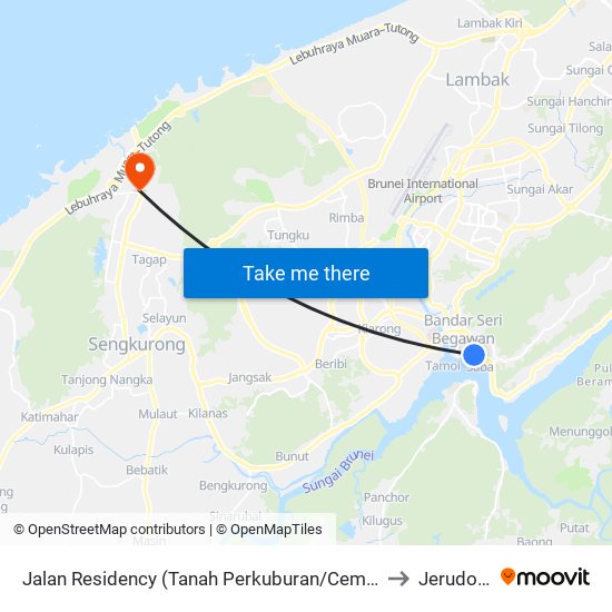 Jalan Residency (Tanah Perkuburan/Cemetery) to Jerudong map