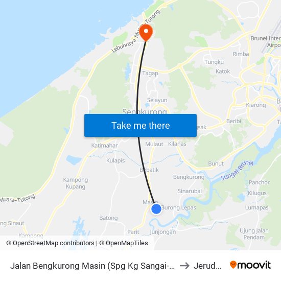 Jalan Bengkurong Masin (Spg Kg Sangai-Sangai) to Jerudong map