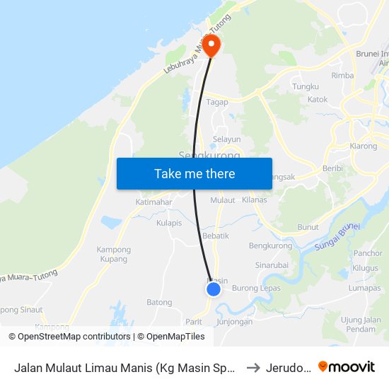 Jalan Mulaut Limau Manis (Kg Masin Spg 713) to Jerudong map