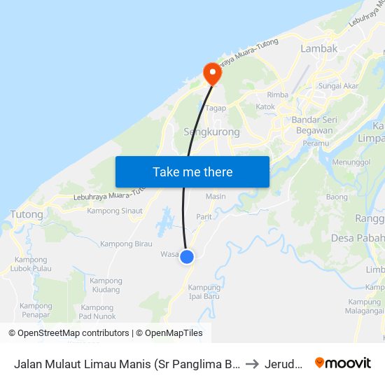 Jalan Mulaut Limau Manis (Sr Panglima Berudin) to Jerudong map