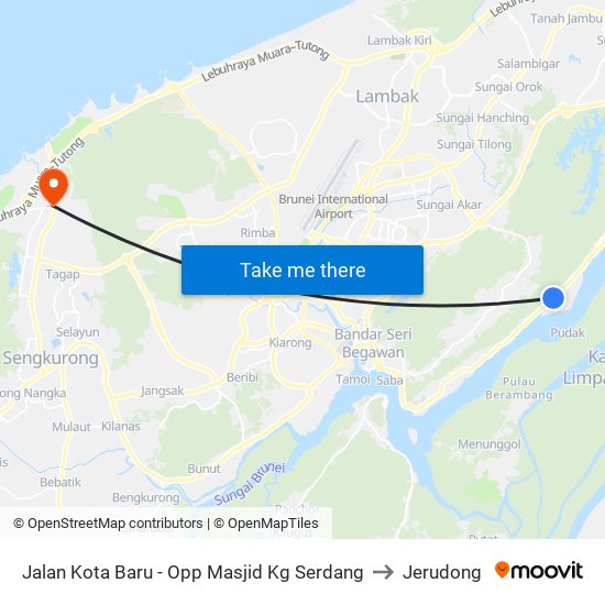 Jalan Kota Baru - Opp Masjid Kg Serdang to Jerudong map