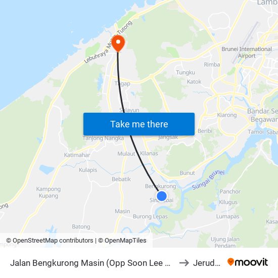 Jalan Bengkurong Masin (Opp Soon Lee Megamart) to Jerudong map