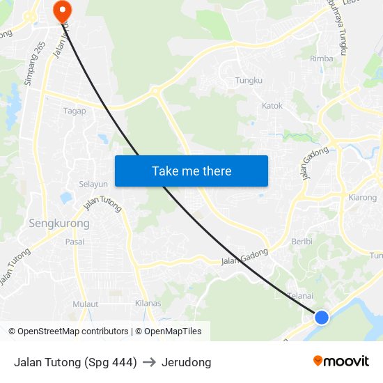 Jalan Tutong (Spg 444) to Jerudong map