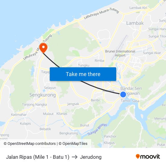 Jalan Ripas (Mile 1 - Batu 1) to Jerudong map