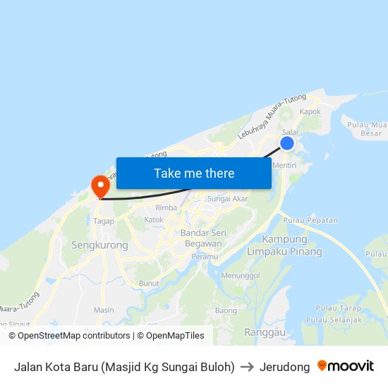 Jalan Kota Baru (Masjid Kg Sungai Buloh) to Jerudong map