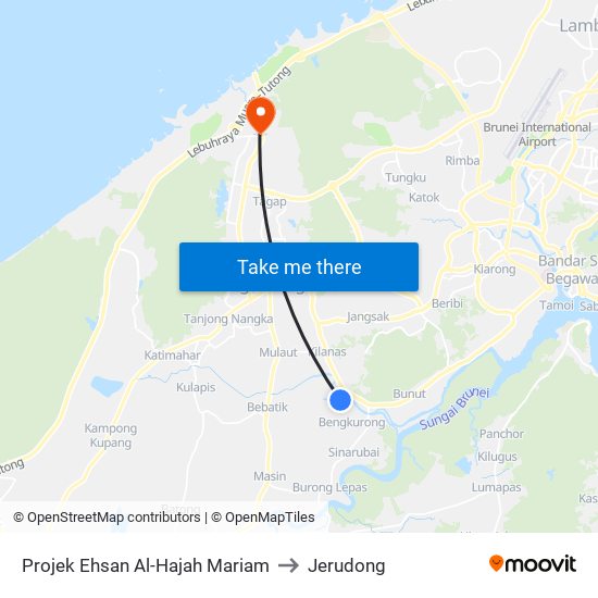 Projek Ehsan Al-Hajah Mariam to Jerudong map