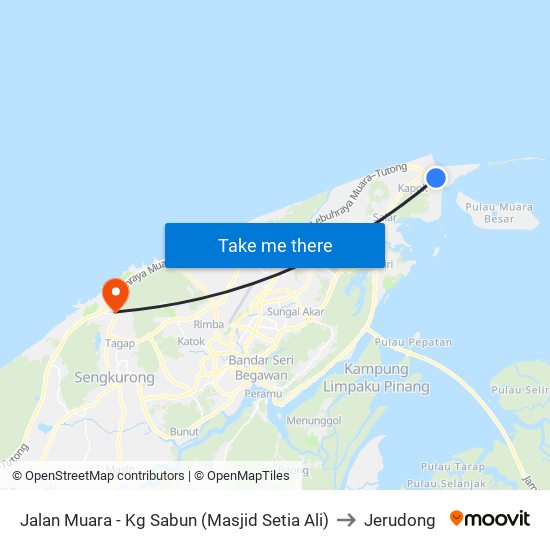 Jalan Muara - Kg Sabun (Masjid Setia Ali) to Jerudong map