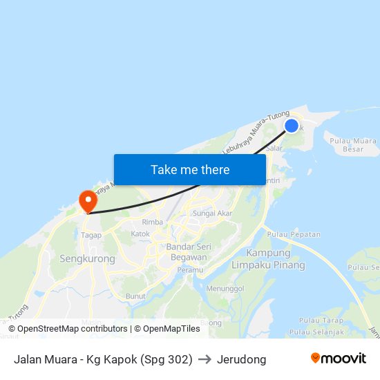 Jalan Muara - Kg Kapok (Spg 302) to Jerudong map