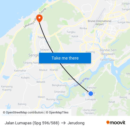 Jalan Lumapas (Spg 596/588) to Jerudong map