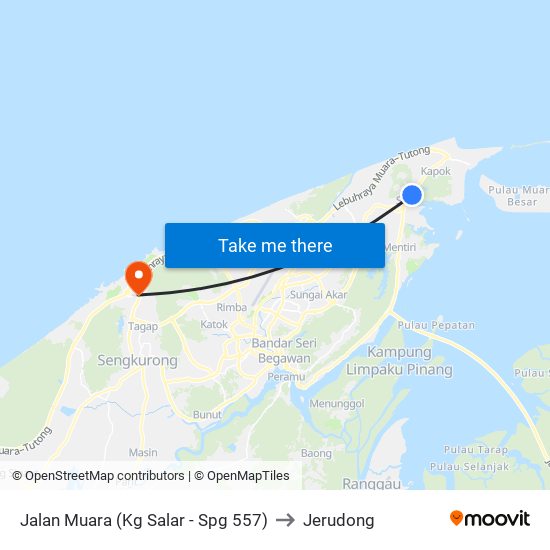 Jalan Muara (Kg Salar - Spg 557) to Jerudong map