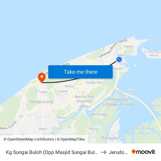 Kg Sungai Buloh (Opp Masjid Sungai Buloh) to Jerudong map