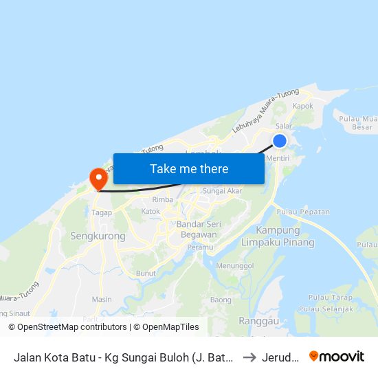 Jalan Kota Batu - Kg Sungai Buloh (J. Batu Marang) to Jerudong map