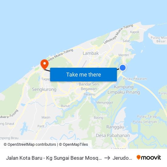 Jalan Kota Baru - Kg Sungai Besar Mosque to Jerudong map