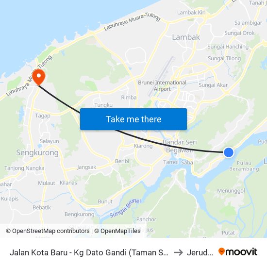 Jalan Kota Baru - Kg Dato Gandi (Taman Sungai Matan) to Jerudong map