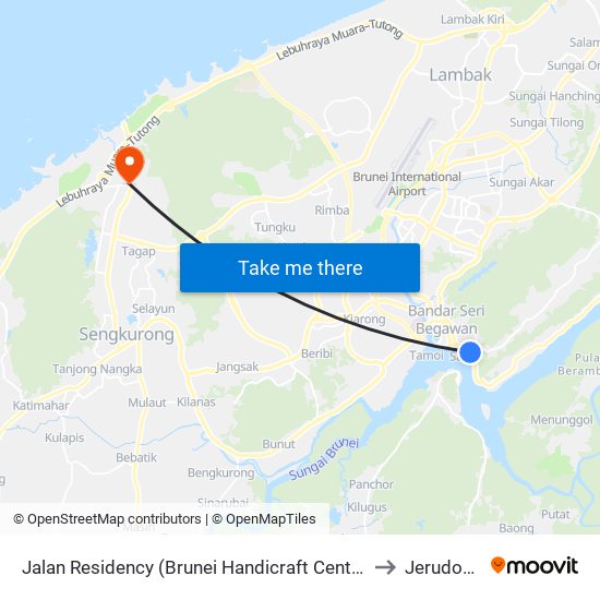 Jalan Residency (Brunei Handicraft Centre) to Jerudong map
