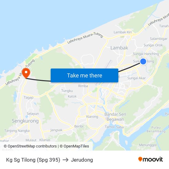 Kg Sg Tilong (Spg 395) to Jerudong map