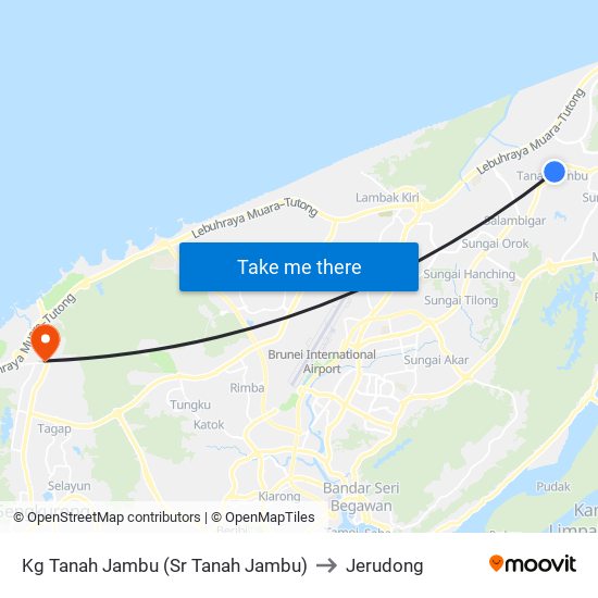 Kg Tanah Jambu (Sr Tanah Jambu) to Jerudong map