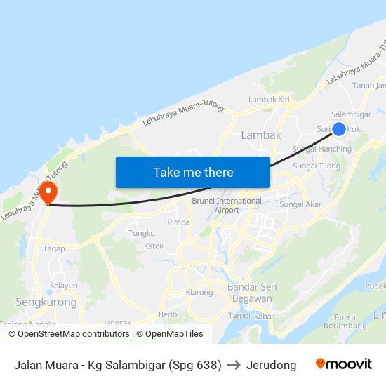 Jalan Muara - Kg  Salambigar (Spg 638) to Jerudong map