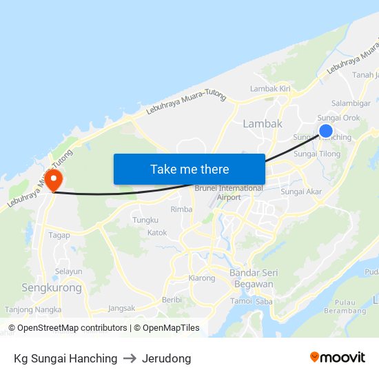 Kg Sungai Hanching to Jerudong map