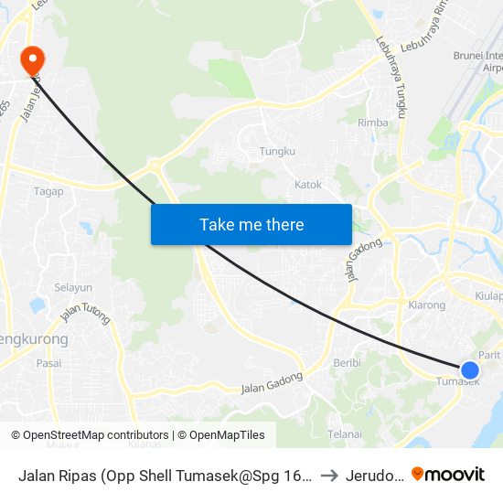 Jalan Ripas (Opp Shell Tumasek@Spg 160/164) to Jerudong map