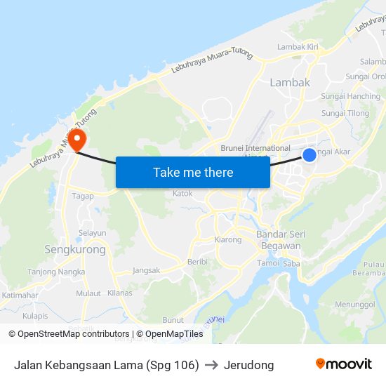 Jalan Kebangsaan Lama (Spg 106) to Jerudong map