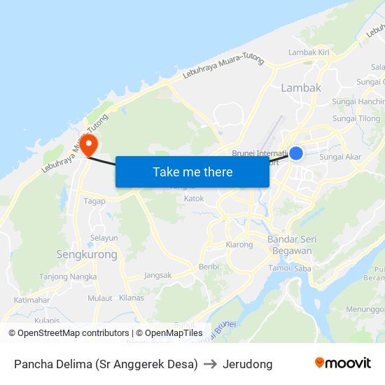 Pancha Delima (Sr Anggerek Desa) to Jerudong map