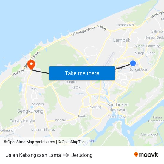 Jalan Kebangsaan Lama to Jerudong map