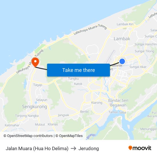 Jalan Muara (Hua Ho Delima) to Jerudong map