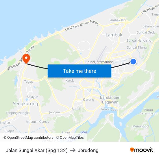 Jalan Sungai Akar (Spg 132) to Jerudong map