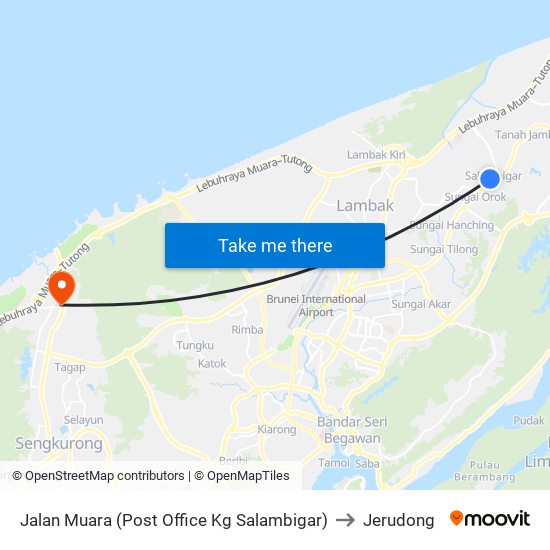 Jalan Muara (Post Office Kg Salambigar) to Jerudong map