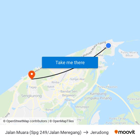 Jalan Muara (Spg 249/Jalan Meregang) to Jerudong map