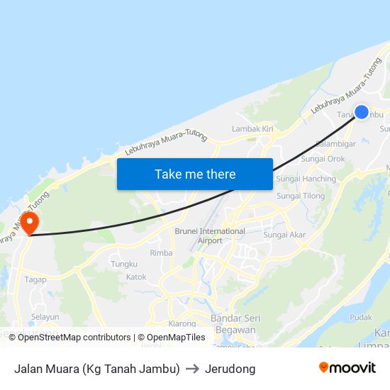 Jalan Muara (Kg Tanah Jambu) to Jerudong map