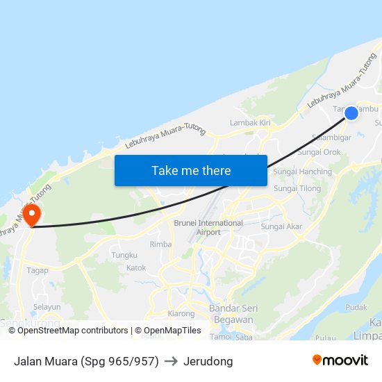 Jalan Muara (Spg 965/957) to Jerudong map