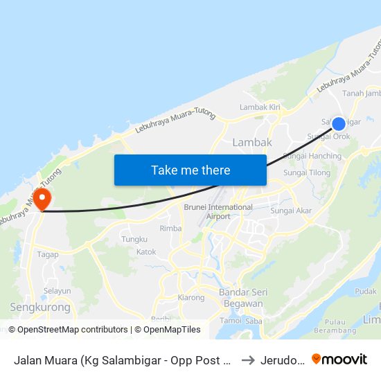 Jalan Muara (Kg Salambigar - Opp Post Office) to Jerudong map