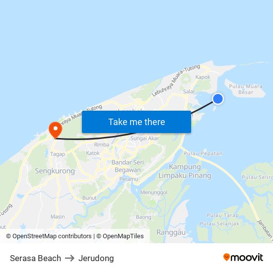 Serasa Beach to Jerudong map