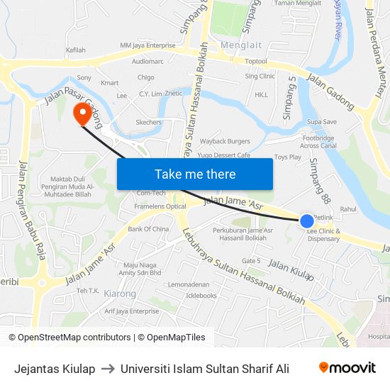 Jejantas Kiulap to Universiti Islam Sultan Sharif Ali map