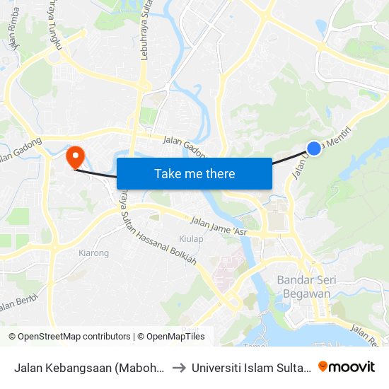 Jalan Kebangsaan (Mabohai/Supasave) to Universiti Islam Sultan Sharif Ali map