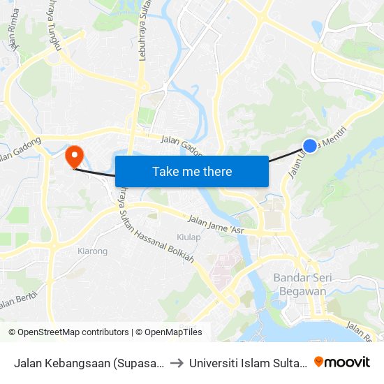 Jalan Kebangsaan (Supasave/Mabohai) to Universiti Islam Sultan Sharif Ali map