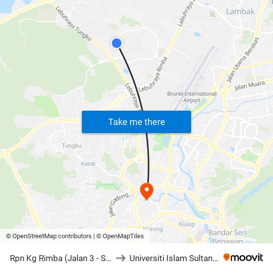 Rpn Kg Rimba (Jalan 3 - Sr Rimba 2) to Universiti Islam Sultan Sharif Ali map