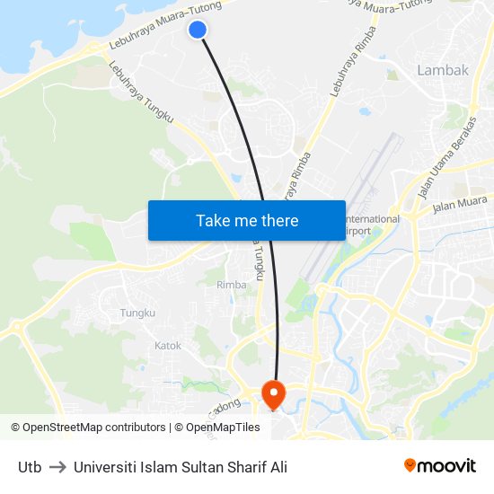 Utb to Universiti Islam Sultan Sharif Ali map