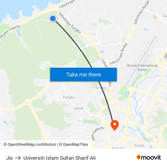 Jis to Universiti Islam Sultan Sharif Ali map