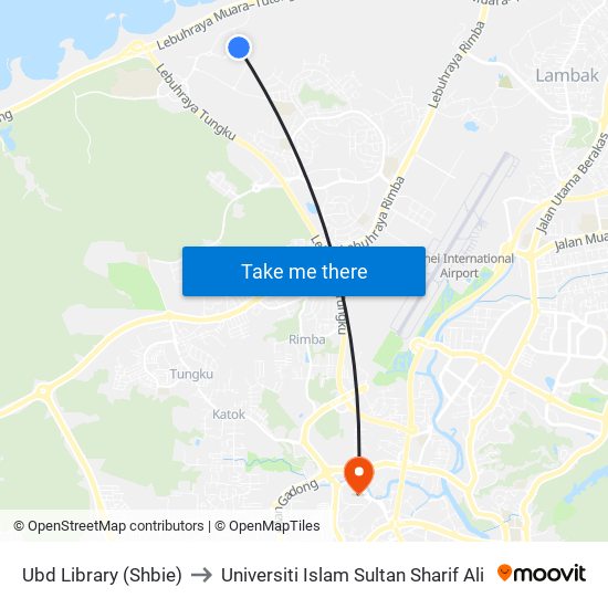 Ubd Library (Shbie) to Universiti Islam Sultan Sharif Ali map