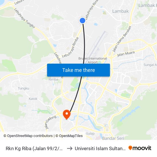 Rkn Kg Riba (Jalan 99/2/60/R Point) to Universiti Islam Sultan Sharif Ali map