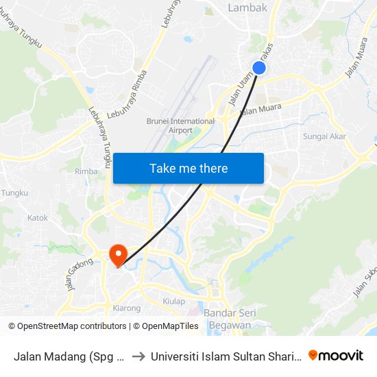 Jalan Madang (Spg 46) to Universiti Islam Sultan Sharif Ali map