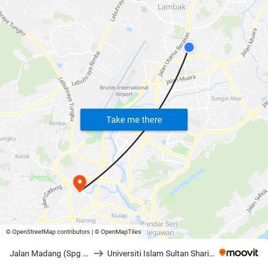 Jalan Madang (Spg 84) to Universiti Islam Sultan Sharif Ali map