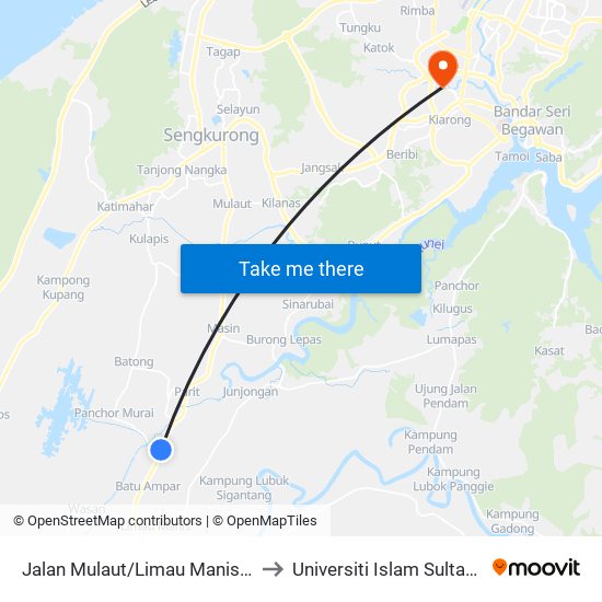 Jalan Mulaut/Limau Manis (Spg 1159) to Universiti Islam Sultan Sharif Ali map