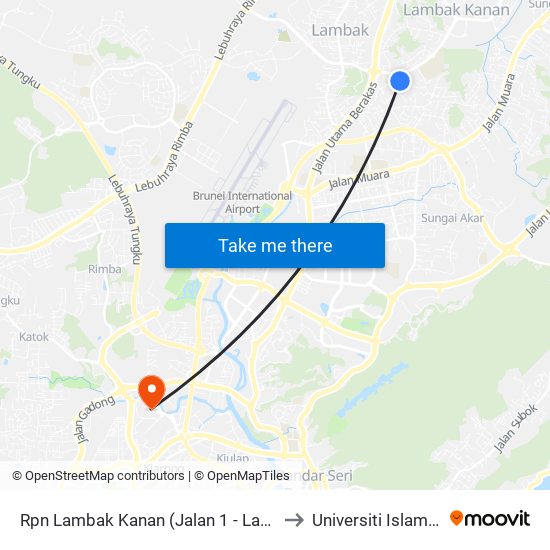 Rpn Lambak Kanan (Jalan 1 - Lambak Kanan Religious School) to Universiti Islam Sultan Sharif Ali map