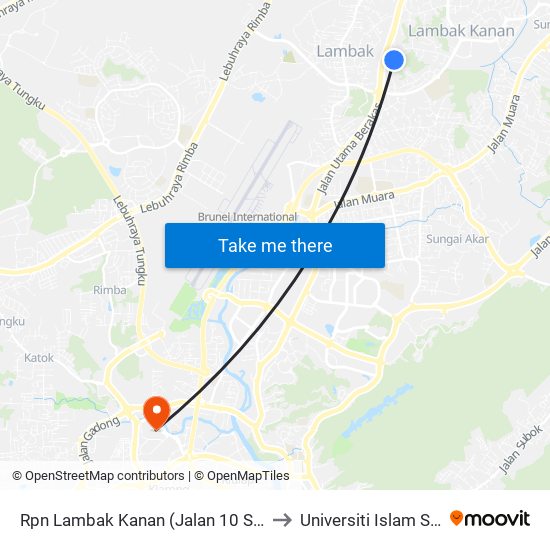 Rpn Lambak Kanan (Jalan 10 Selatan @ Jln 11 Spg 63) to Universiti Islam Sultan Sharif Ali map