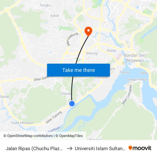 Jalan Ripas (Chuchu Plaza/Spg 462) to Universiti Islam Sultan Sharif Ali map