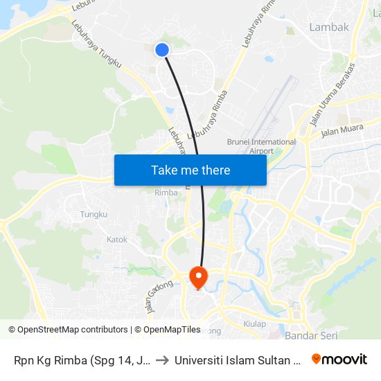 Rpn Kg Rimba (Spg 14, Jalan 99) to Universiti Islam Sultan Sharif Ali map